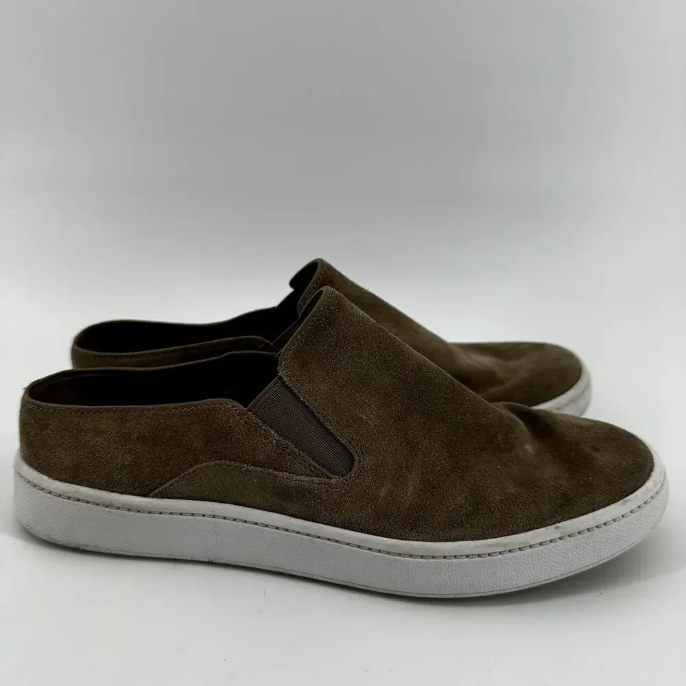 Vince Verrell Suede Slip On Sneakers Mule Suede Leather Round Toe Tan 5.5M